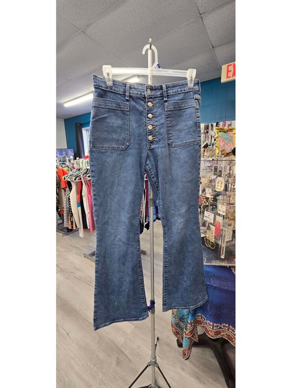 High-Rise Button-Fly Flare Jeans